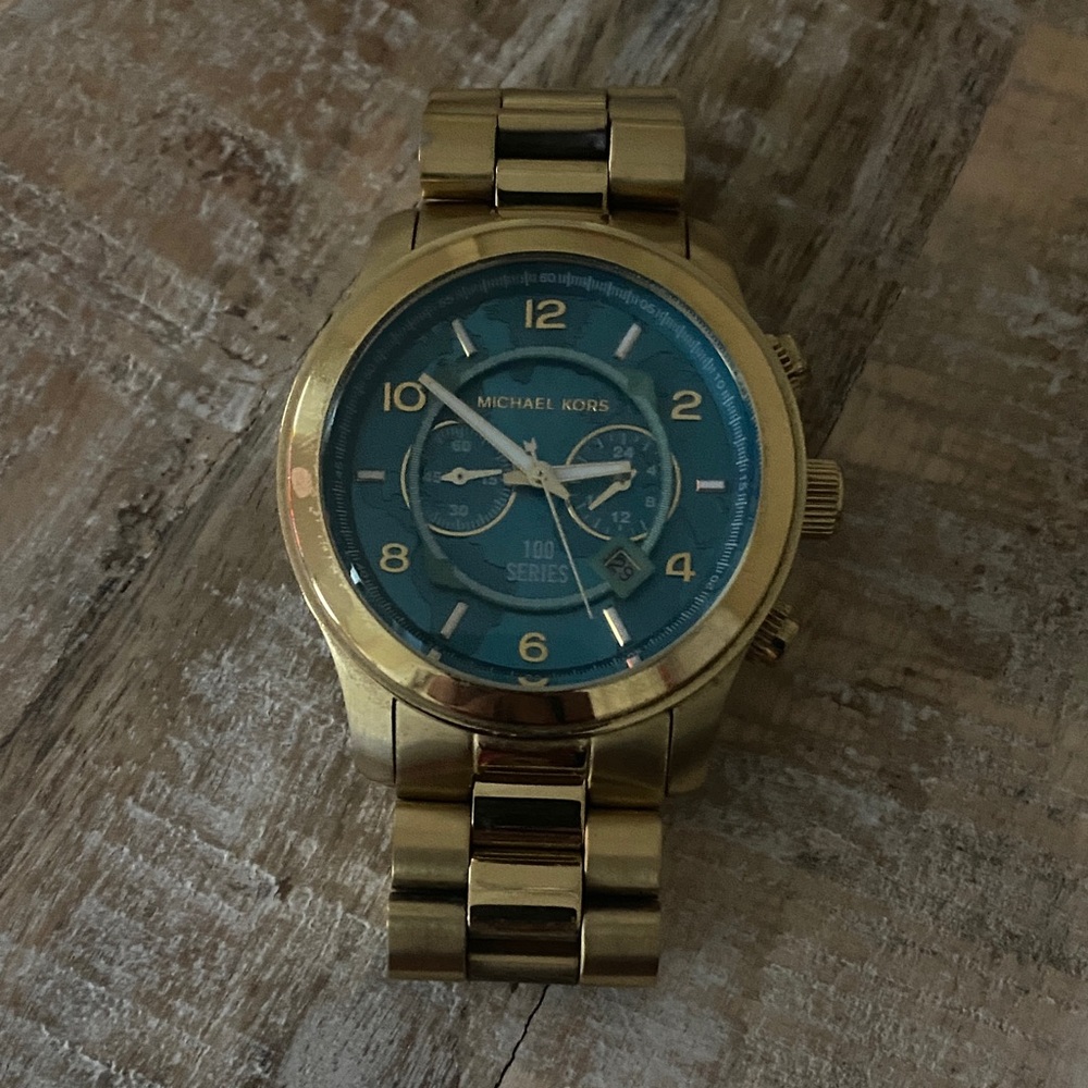 Michael Kors Gold Watch with Teal Dial